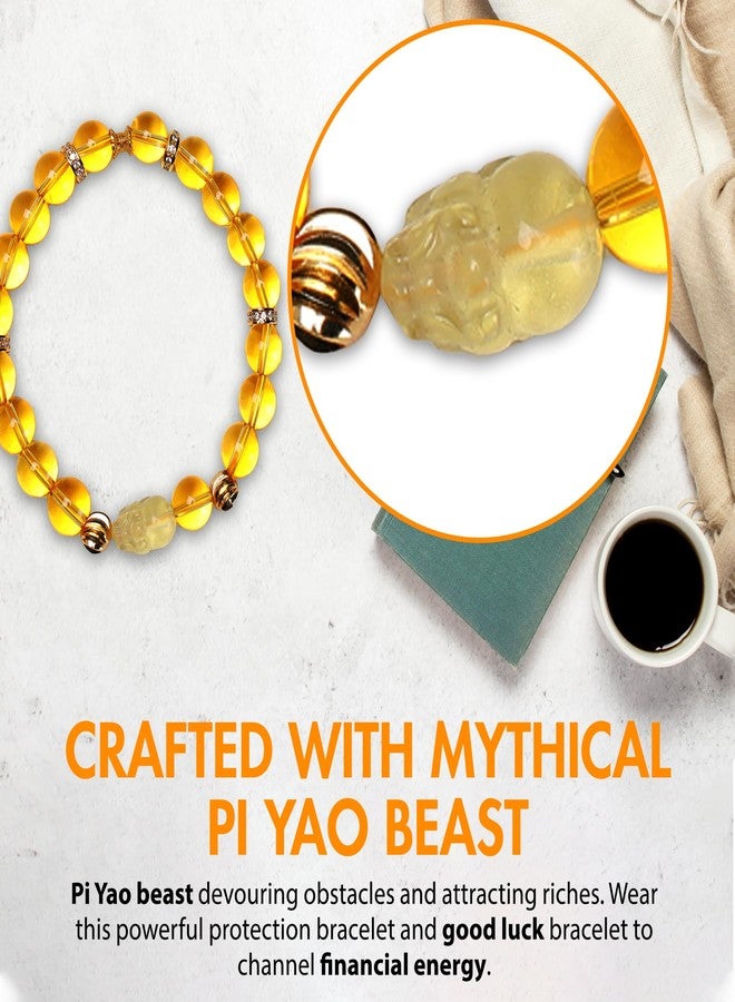 SINJEE Feng Shui Wealth Bracelet,Natural Citrine Money Attraction Bracelet with Pixiu to Manifest Good Luck, Ultimate Zodiac Gift for Women & Men - Image 5
